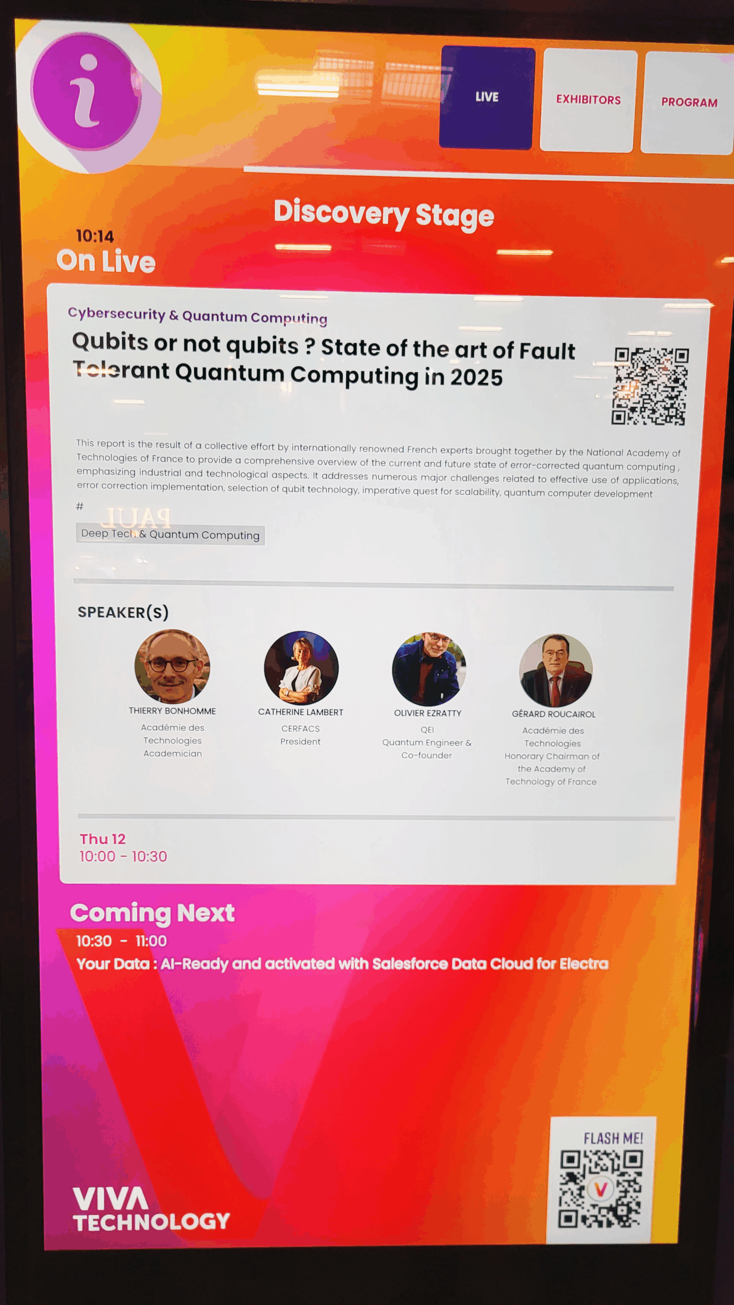 Présentation du rapport Ordinateur quantique tolérant aux fautes au salon Vivatech 2025