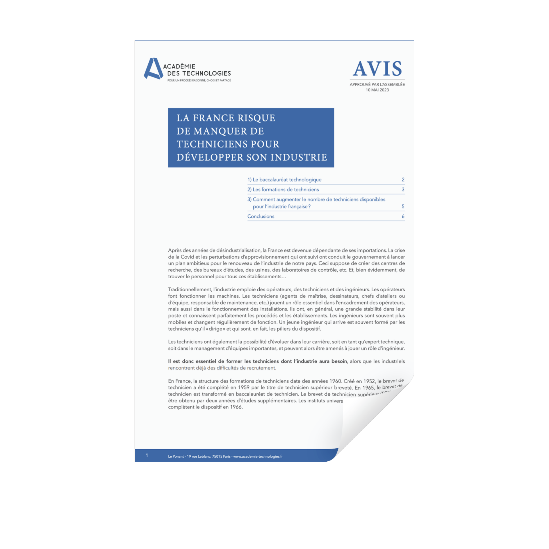 Avis La France risque de manquer de techniciens pour développer son industrie