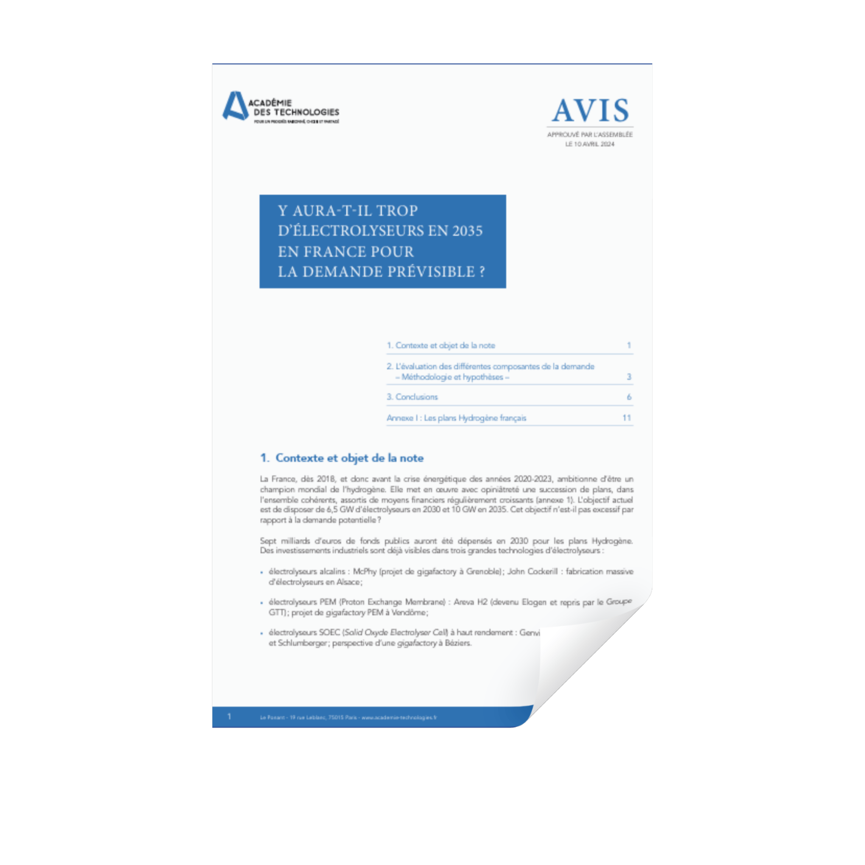 Couverture de l'avis Y-aura-t-il trop d’électrolyseurs en 2035 en France pour la demande prévisible ?