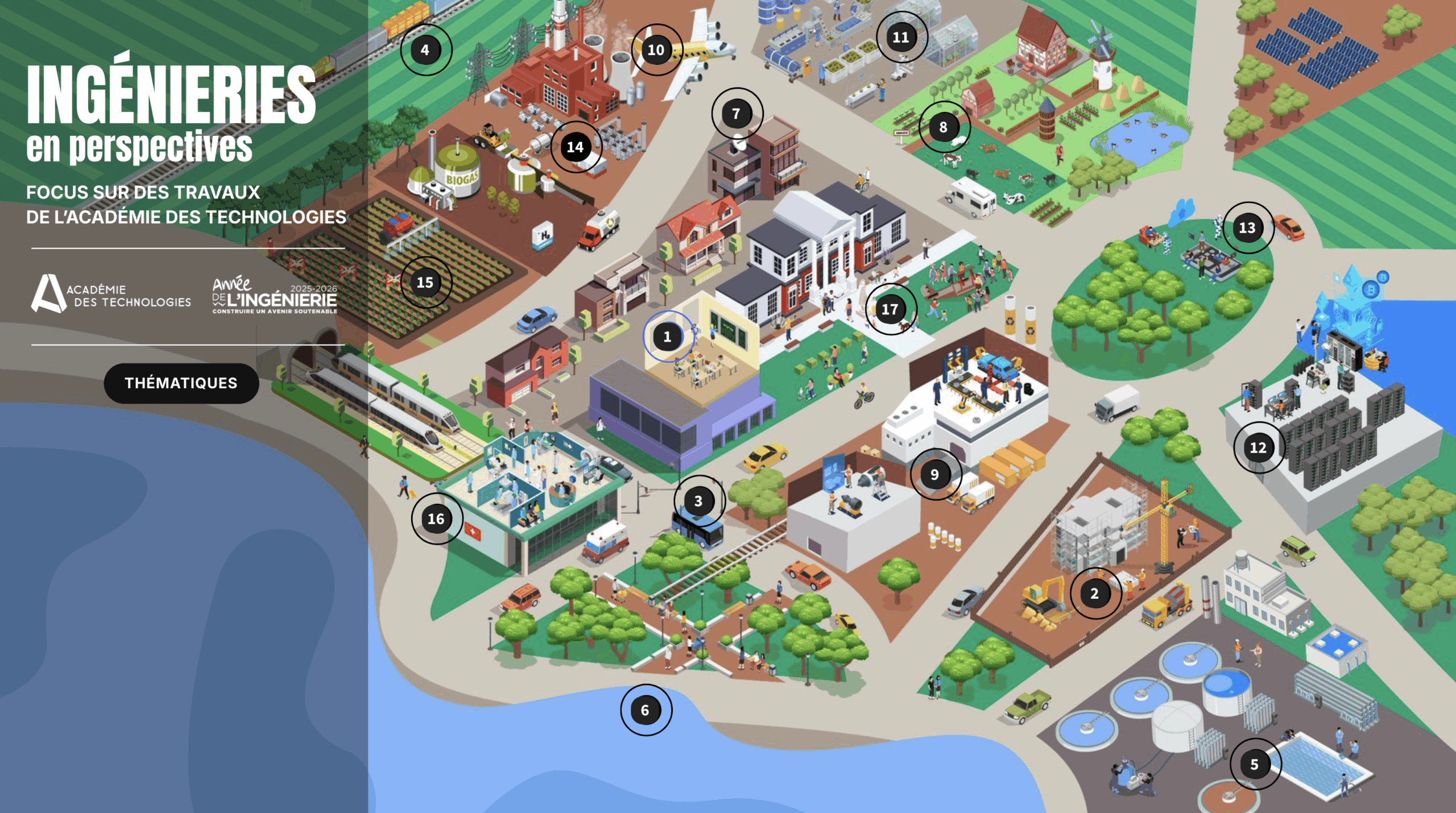 Illustration de la fresque Ingénieries en perspectives - Focus sur les travaux de l'Académie des technologies