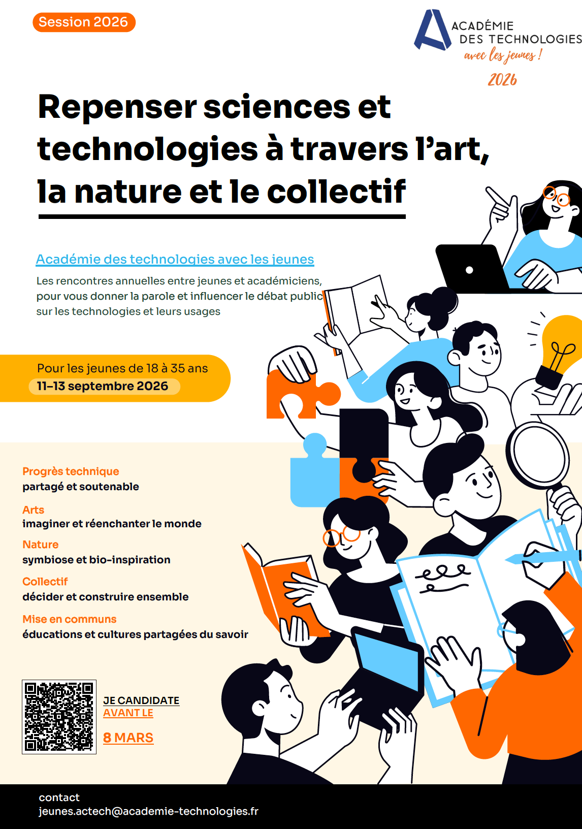 Page du flyer appel à candidature Académie des technologies avec les jeunes 2026